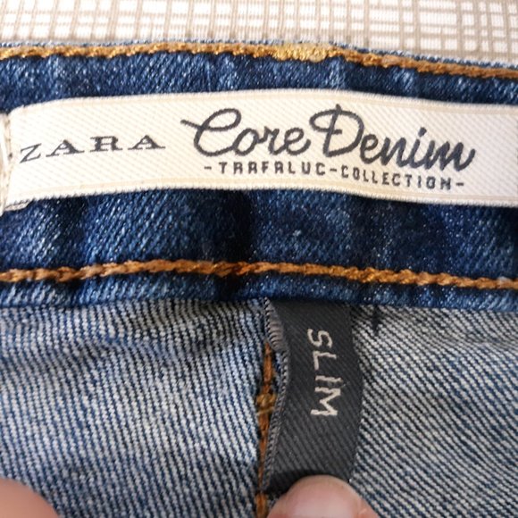 ZARA Women's Core Slim Jeans Size 6 Trafaluc Medium Wash Blue Denim Low Rise - Picture 10 of 14